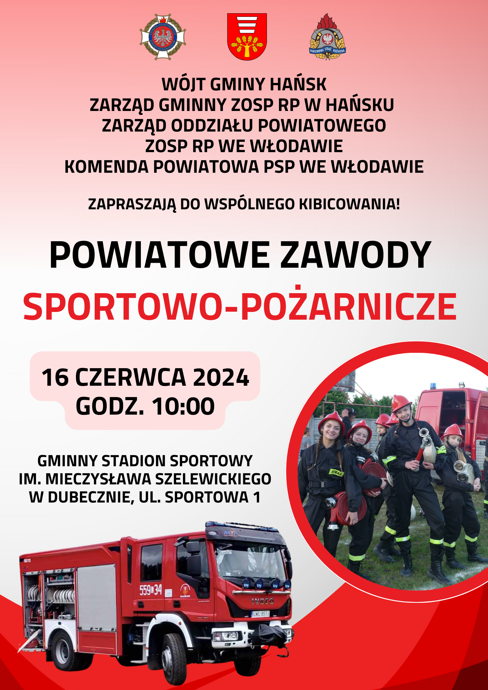 Plakat Powiatowe zawody sportowo pożarnicze w Dubecznie